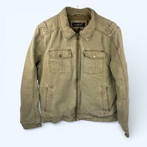 Black Rivet Tan Canvas Men's 100% Cotton Jacket sz Medium
